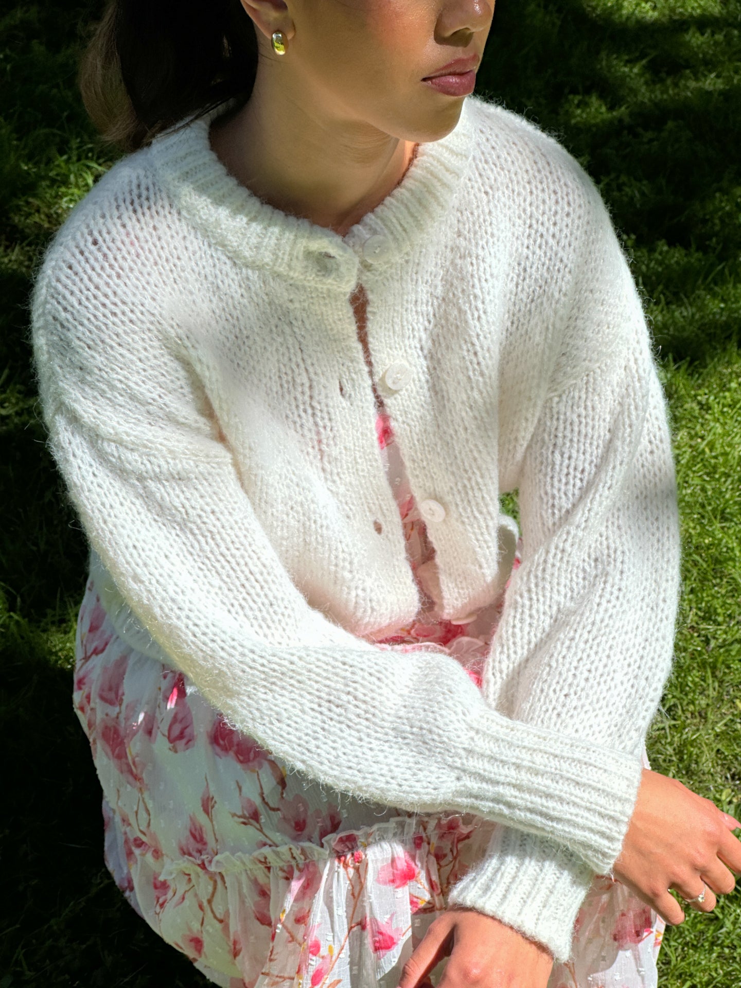 ONLNORDIC Cuff Cardigan - Hvit